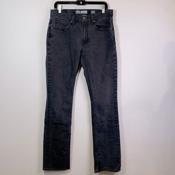 BKE straight leg black jeans pockets zip fly light distress men’s 32